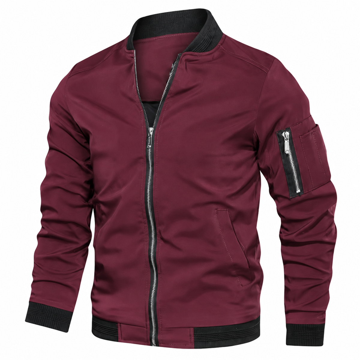 Blouson léger zippé homme — visuel retouché par IA à partir de la photo fournisseur