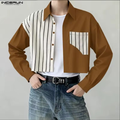 Chemise courte bicolore à empiècement rayé