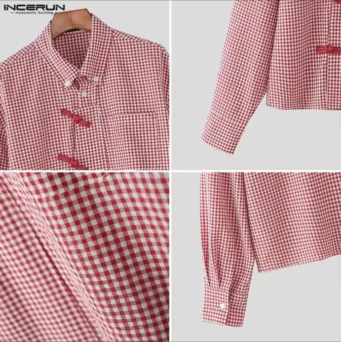 Chemise vichy à fermeture par brandebourgs