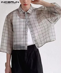 Chemise transparente à carreaux