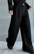 Pantalon noir taille haute à doubles pinces