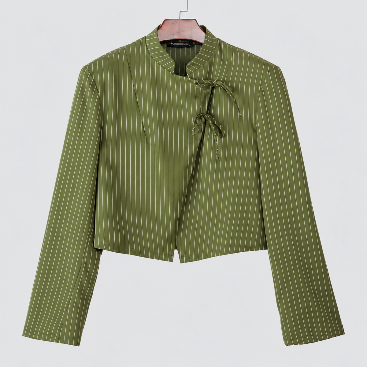 Veste courte rayée à fermeture par liens
